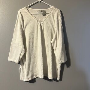 White Stag 3X White 3/4 Length Sleeve Top